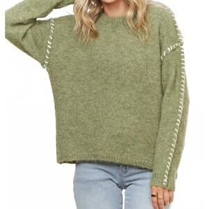 NEW ADORA stitch detail knit sweater in sage